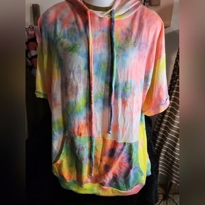3x tie die short sleeve sweater top